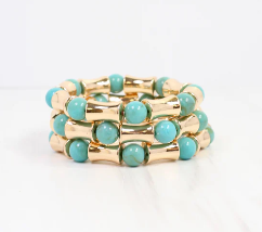 Vasto Bamboo Beaded Bracelet Set Turquoise