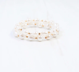 Rye Baroque Pearl Stretch Bracelet Cream