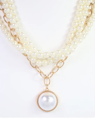 June Pearl Link Layered Necklace Gold