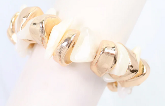 Aelia Beaded Stretch Bracelet Ivory