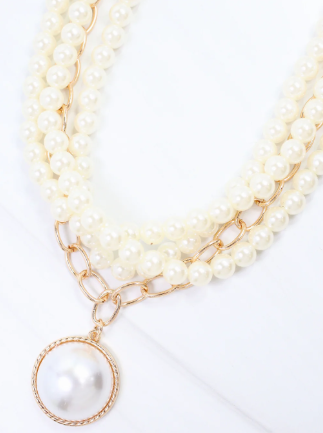 June Pearl Link Layered Necklace Gold