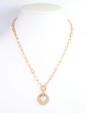 Terrace Circle Drop Toggle Necklace Pearl